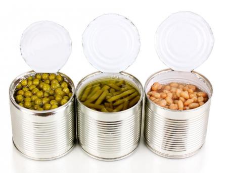 Conservas de verduras. No se debe ingerir el líquido. Conservas de verduras